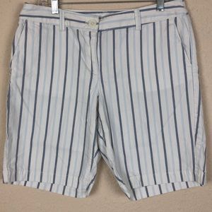 Loft white with blue striped shorts